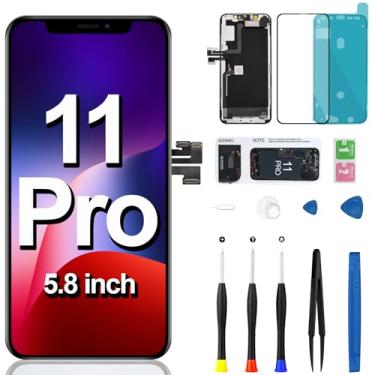 Imagem de Tela de substituição para iPhone 11 Pro com alto-falante frontal e sensor de proximidade com moldura sensível ao toque 3D, tela LCD, digitalizador, cabo flexível, conjunto completo com kit de reparo