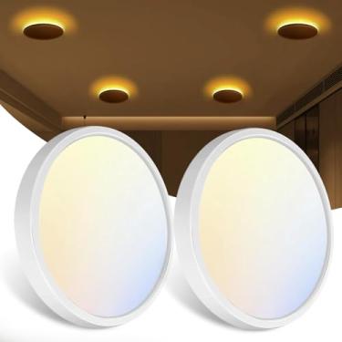 Imagem de zemty Luminária De Teto Led 7" Com Luz Noturna 1800K, Pacote 2 Luminárias 3000K/4000K/6500K, Iluminação Discreta Para Quarto, Sala Estar E Cozinha - Branca (Sem Controle Remoto)