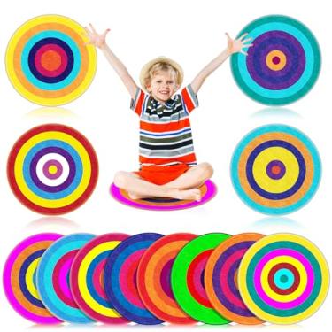 Imagem de Drydiet 12 peças de assentos circulares para sala de aula, tapete redondo de 40,6 cm, arco-íris, antiderrapante, colorido, tapete de tempo macio e fino para escola, aprendizagem, áreas de jogos
