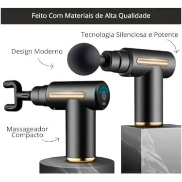Imagem de Massageador Elétrico Profissional Muscular, Pistola de Massagem Relaxante e Miofascial, ideal para Fisioterapia, Pessoas idosas, Atletas, Acompanha 4 Ponteiras Removíveis e Possui Variações de Velocidades, Linha Premium