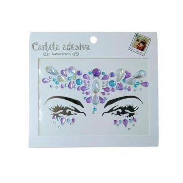 Imagem de Adesivo Para o Rosto Roxo Cristal "Modelo 52" Festas Carnaval - Festas