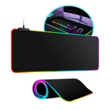Imagem de Mouse Pad Gamer Tapete De Mesa Borda Show RGB 7 Cores USB Plug‑And‑Play 80x30cm Extra Grande Impermeável Antiderrapante - Ideal para PC, Desktop e Notebook