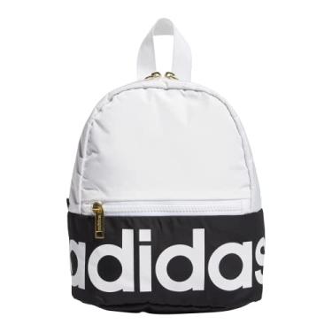 Imagem de Mini Mochila Linear Unissex Adidas Originals para Adultos, Branco/Preto/Dourado, Tamanho Único