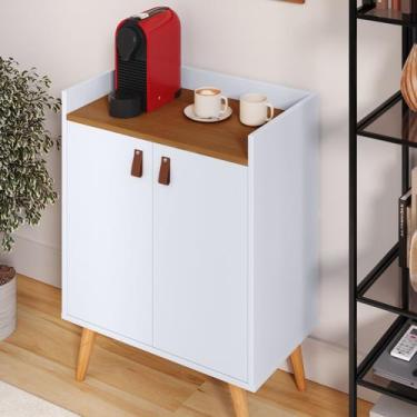 Imagem de Aparador Armario Buffet 2 portas Pés Palito Lucas cor Branco / freijó 