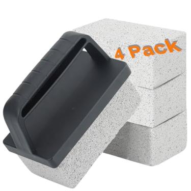 Imagem de Whaleme Limpador de grelha resistente para Blackstone - tijolo de limpeza de grelha com alça, pedra-pomes para limpar churrasqueira, piscina, pia (pacote com 4)
