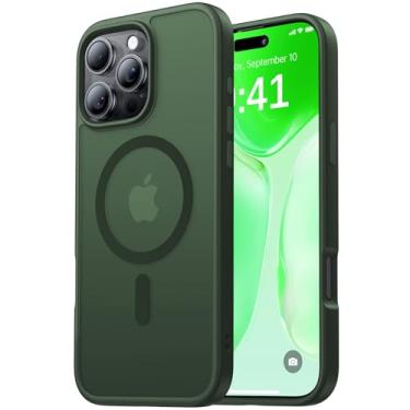 Capa magnética Aulofe antichoque para iPhone 16 Pro Max, não irrita a pele [compatível com MagSafe] [proteção contra queda de nível militar] capa fina translúcida antiamarelamento para iPhone 16 Pro