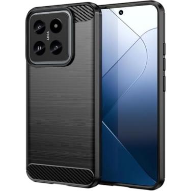 Imagem de Capa Para Xiaomi 14 (Tela 6.36) Carbon Fiber Fina Leve Maleável (Preto)