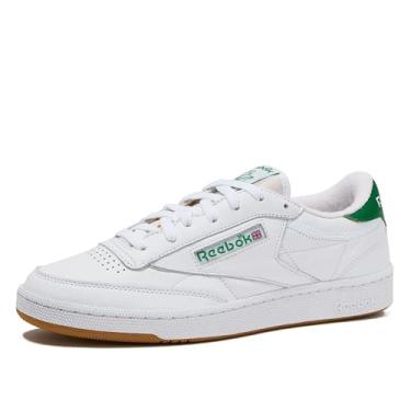 Imagem de Reebok Club C Tênis masculino vintage, casual, branco, tamanho 37 a 48, Calçado branco/verde glen/borracha chiclete 1, 12 Women/10.5 Men