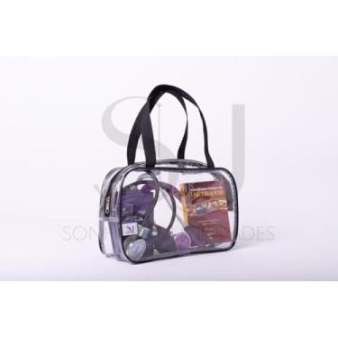 Imagem de Necessaire Transparente Multiuso, Organizador para Enfermagem, Maquiagem, Esmaltes, Material de Curso e Viagem (PRETA, S)