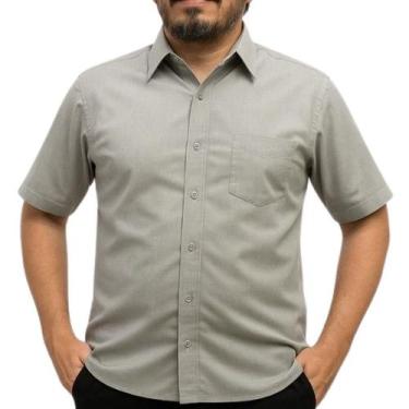 Imagem de Camisa Social Unioffice Manga Curta Cinza Uniforme Trabalho - Fardas U