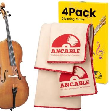 Imagem de Pacote com 4 panos de limpeza de guitarra de fibra ultrafina, kit de polimento de limpeza rápida de 3 tamanhos para guitarra, piano, trompete, saxofone, instrumento profissional cuidado para