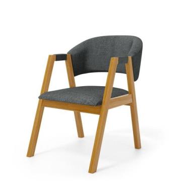 Imagem de Cadeira Leticia Madeira Maciça Estofada Para Mesa De jantar - Mais Lar