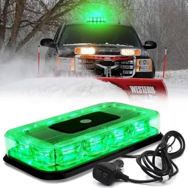 Imagem de FOXCID Mini barra de luz estroboscópica de 30,5 cm 36 LED 18 Watts de emergência com suporte magnético, para arado ou caminhão de reboque, veículo de construção, verde