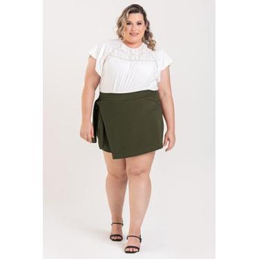 Imagem de Shorts Saia Feminino Plus Size Frente Transpassada Com Amarração Later