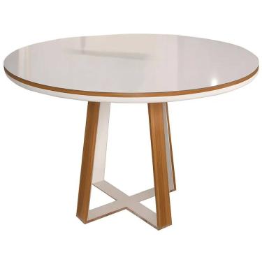 Imagem de Mesa Atlanta Redonda 120x120 Minas Plac Cor Cinamomo Off White