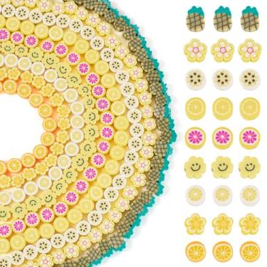 Imagem de Cheriswelry Kit de fabricação de pulseiras de argila com 9 fios coloridos flor fruta espaçador solto contas boêmias verão 7,5-11,5 mm para colar cordão de telefone chaveiro fazer suprimentos de arte