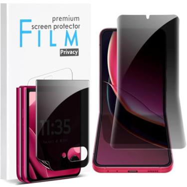 Imagem de Macosen Protetor de tela fosco para Motorola Razr 2024/Razr 2025, 1 pacote de protetor de tela interno, 1 pacote de filme externo antiespião, sensível ao toque, sem bolhas, sem vincos, adequado para