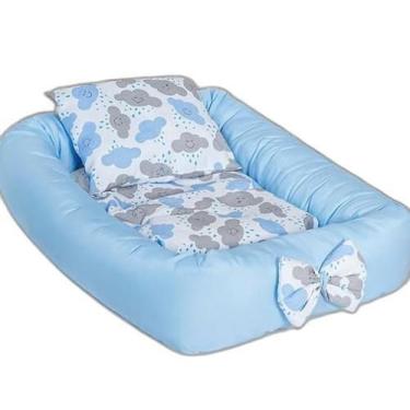 Imagem de Kit Ninho Para Bebês Redutor De Berço Chuva De Amor Azul - Beatriz Enx