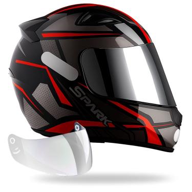 Imagem de Capacete Moto Fechado Ebf Spider Vermelho + Viseira Metal