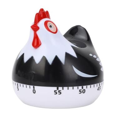 Imagem de Timer de assadeira padrão de frango de cozinha FOME FORMA DE 60 MIN MECÂNICO REMINDRIM DE CONTOCURA para cozinhar Design de frango Material ABS Não é necessário bateria (Preto)