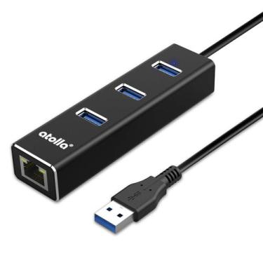 Imagem de Adaptador USB para Ethernet atolla 3 portas USB 3.0 Hub RJ45