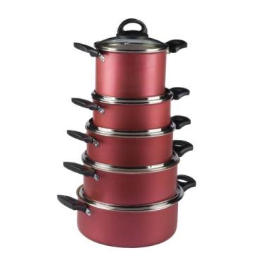 Imagem de Jogo De Panelas 5 Peças Caldeirão E Caçarola Cereja Nacional - Alumini