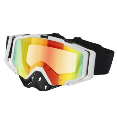 Imagem de HNJOKE Óculos de motocicleta, quadriciclo para adultos, homens, óculos à prova de vento, lentes coloridas de armação branca
