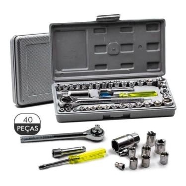 Imagem de Jogo Soquete Kit 40 Peças Chave Catraca Reversível