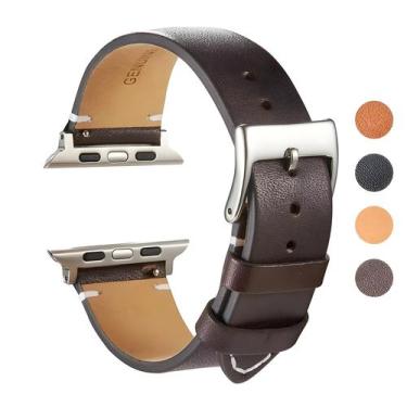 Imagem de Pulseira De Couro De Vaca Para Apple Watch Series Ultra 9 8 7 6 5 4 3 