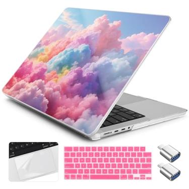 Imagem de Yebiseven Capa para MacBook Pro M4 de 14 polegadas 2025 2024 2023 2021 modelo A3112/A3401/A3185/A2918/A2992/A2779/A2442 M3 M2 M1, capa rígida com capa de teclado + película trackpad + adaptador OTG