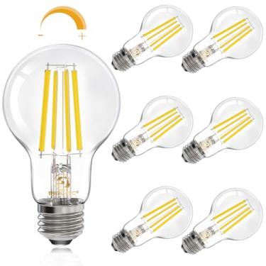 Imagem de Lâmpada LED Edison A19 regulável energética, equivalente a 12 W 100 W, alto brilho de 1600 lm, luz do dia de 5000 K, lâmpada de filamento de LED antiga transparente para casa, banheiro, base padrão
