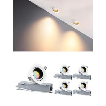 Imagem de TORCHSTAR Luz embutida Gimbal de 7,6 cm, moldura estreita antirreflexo 5CCT, acabamento suave e profundo, refletor ocular ajustável CRI90 regulável 694lm, 2700K3000K3500K4000K5000K5000K selecionável