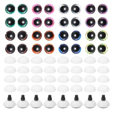 Imagem de PATIKIL 12mm Flash Safety Eyes, 48 Pcs Moon Doll Eyes Realistic Colorful Crocheting for Decor Crochet Accessories Dolls Craft Halloween, 8 Colors