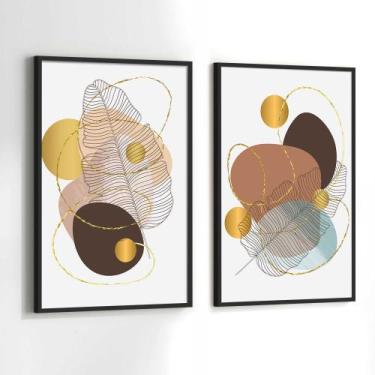 Imagem de Conjunto Quadros Decorativos com Moldura Arte Moderna Luxo Kit 2 Quadr