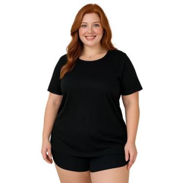 Imagem de Pijama Plus Size de Suede Canelado Blusa e Short Baby Doll Juliana 50 