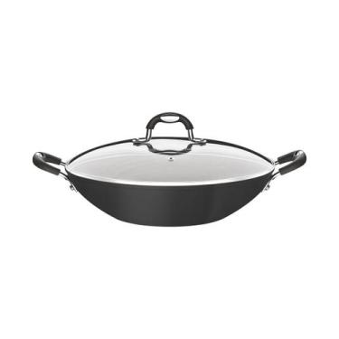 Imagem de Wok Mônaco Induction em Alumínio Premium com Tampa de Vidro 32 cm 4,5 