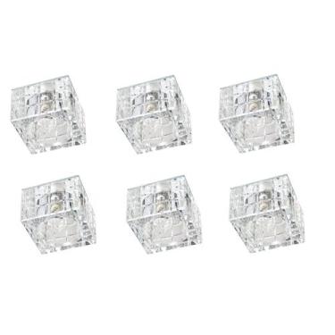Imagem de 6 Spot para Gesso Cristal K9 Embutir Quadrado 7cm banheiro AC974 - Ace