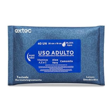 Imagem de Lenço Umedecido 40 UN Geriatrico 20x18cm Banho Leito Uso Adulto Higiene Corporal