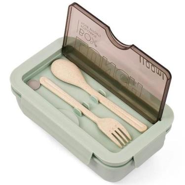 Imagem de Marmita Ecológica Garfo Colher 1100ml Divisoria Microondas - Sou Mais 