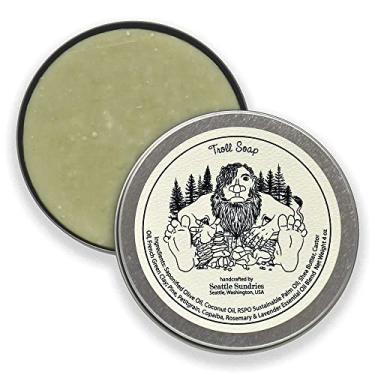 Imagem de Seattle Sundries Sabonete Troll Sabonete natural para cuidados com a pele, ideia de aniversário - 1 sabonete em barra totalmente natural com aroma amadeirado, em uma lata de presente encantadora