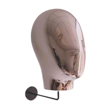 Imagem de Kokiya Cabeça de peruca, modelo de manequim, suporte de parede, fácil montagem, suporte resistente para perucas, chapéu, expositor para bonés, cachecóis e, Rosa Ouro Preto