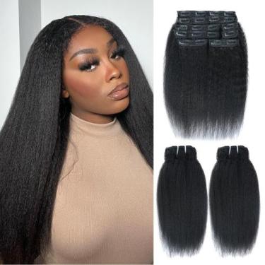 Imagem de Extensões de cabelo Clip in CALNESHIA Kinky Straight 45cm 200g