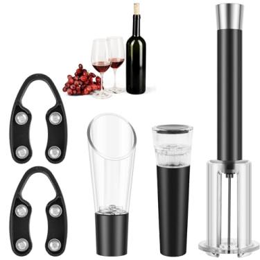 Imagem de Conjunto de abridor de vinho, conjunto eficiente de abertura de vinho, bomba de pressão de ar, abridor de garrafas com cortador de alumínio, rolha a vácuo, removedor de cortiça, saca-rolhas abridor de