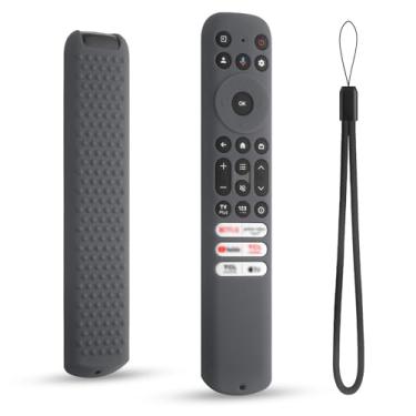 Imagem de DUOLAXMENG Capa de controle remoto de silicone para TCL RC813 FMB1, RC923 FMB3, RC902V FMR1 2023, compatível com o mesmo estilo Google TV e controle remoto Roku Smart TV (cinza escuro)