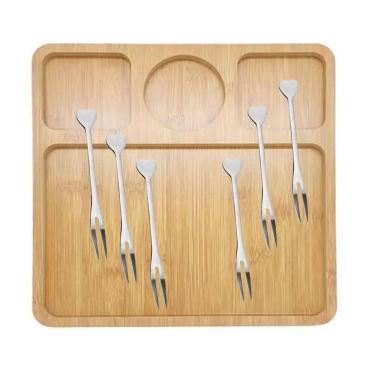 Imagem de Jogo Petisqueira Tábua Frios Petiscos E Garfinhos Petiscos