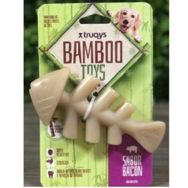 Imagem de Brinquedo Mordedor Truqys Osso Bamboo Peixe Sabor Bacon