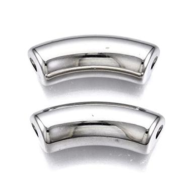 Imagem de Spritewelry 155 peças/500 g contas de tubo curvado pulseira de bambu contas de tubo acrílico contas de plástico CCB contas de furo grande 35 x 14 x 11 mm orifício: pulseira de 3,5 mm fabricação de