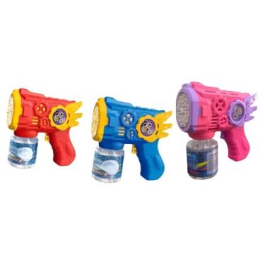 Imagem de Brinquedo Maquina Automática Lança Bolha De Sabão Colorido Infantil Rosa Azul E Vermelho 50ML(ASAS ROSA)
