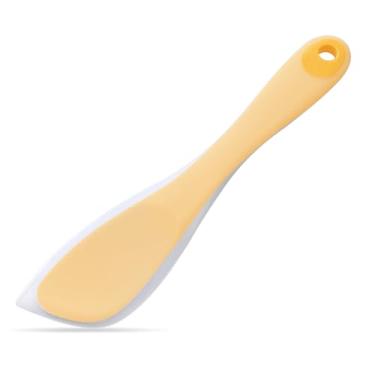 Imagem de Svailse Espátulas de silicone resistentes ao calor, mini espátula de borracha para uso na cozinha, raspador de pote para assar, mexer, misturar, raspar e espalhar, ovo, bolo e hambúrguer (amarelo, 1)