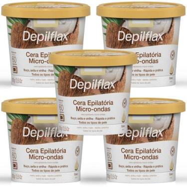 Imagem de Kit 5 Cera Depilatória Micro-Ondas Depilflax Coco 100g